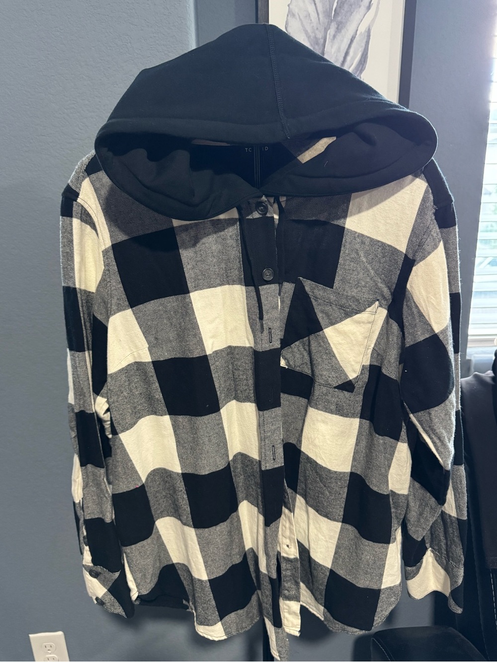 torrid Black & White Buffalo Plaid Hooded Utility Jacket